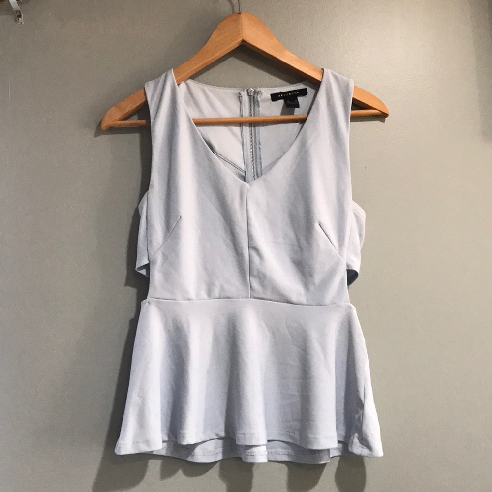 Pastel blue top w/ cuts on the side